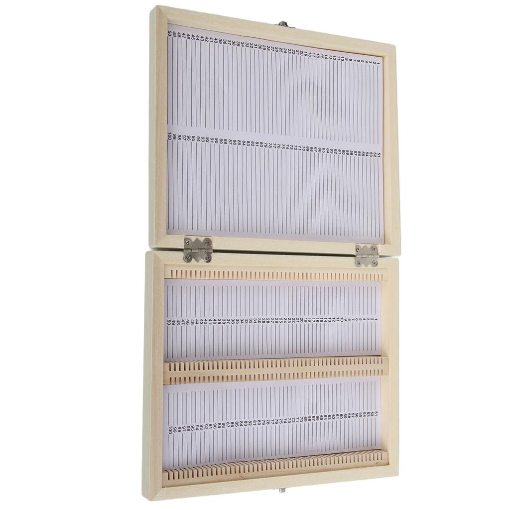 100 stk Biologi Glass Preparerte Mikroskopglass Prøver Tre Oppbevaringsboks Etui