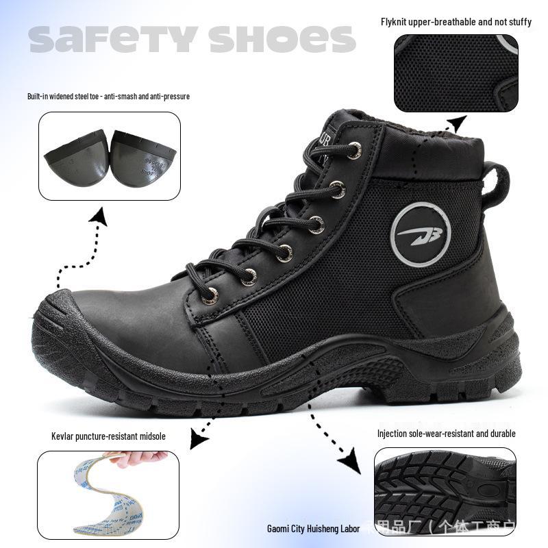 Men's Lightweight Steel Toe Water-Resistant Work Shoes - Anti-Smash, Anti-Puncture, Comfortable for Long Standing.