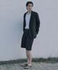 Solotex One-Pleat Wide Comfort Elastic Waist Shorts [Black]