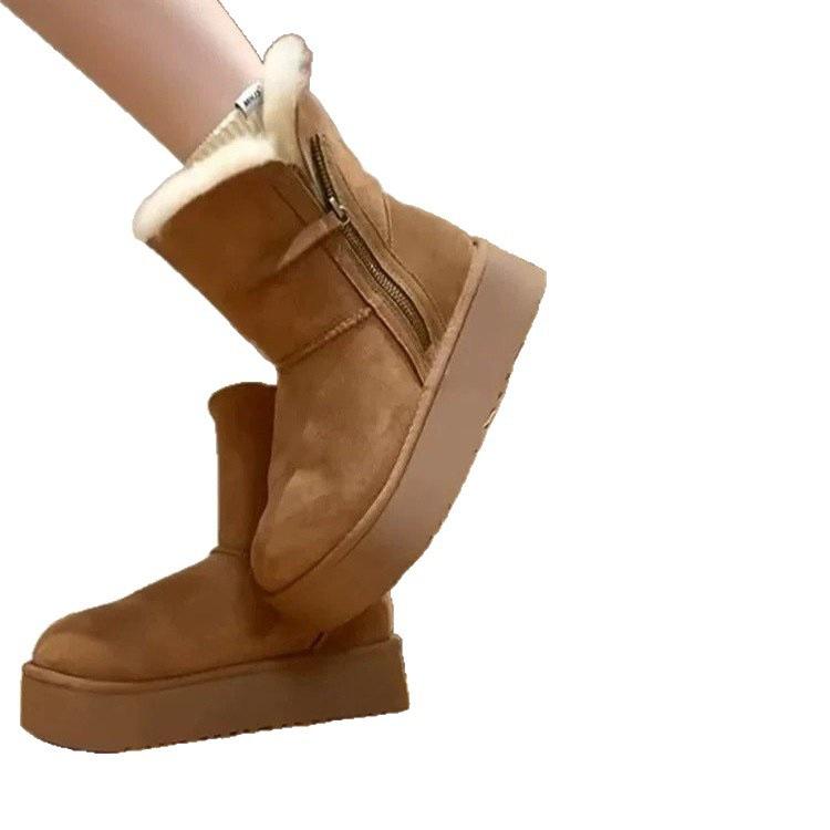 Höhenvergrößernde Fleece-verdickte Seitenreißverschluss-Baumwollstiefel Neue warme dicksohlige kurze dicksohlige Schneestiefel