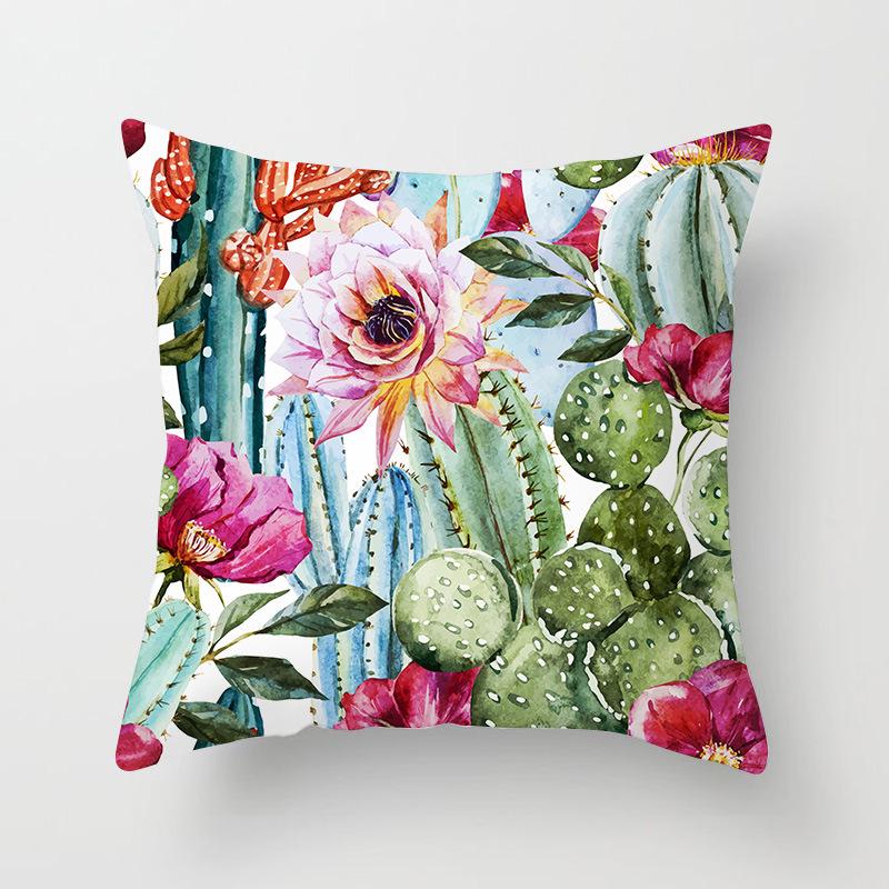 Cactus Succulents Print Pattern Cushion Cover Home Living Room Sofa Decoration Square Pillow Pillow Cover