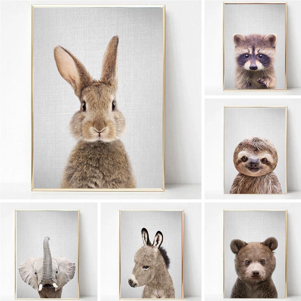Realistic Furry Animals Cute Prints Poster Canvas Painting Hd Modern Wall Art Pictures For Living Room Bedroom Home Decoration