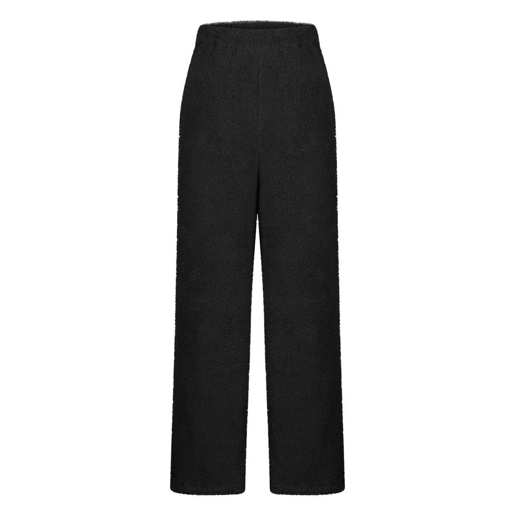 Women's Fall/Winter Solid-Color Fashionable Fleece-Lined Casual Pants Loose-Fit Comfortable Fleece Pants