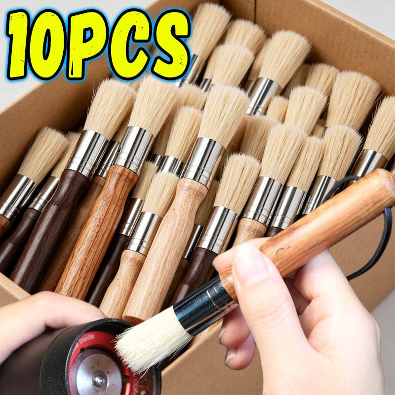 10pcs Wooden Coffee Brush Grinder Cleaning Tools Soft Pig Hair Solid Wood Brushes Espresso Machine Cleaner Kitchen Accessories