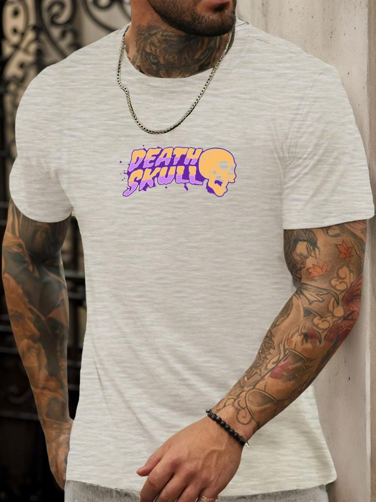Short Sleeve TShirt Skull Mens 100 Cotton Pattern Printed Shirt Summer Round Neck Breathable Casual Fashion Cool Tee