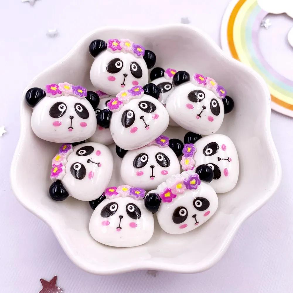 10PCS Painted Resin Kawaii Colorful Cartoon Cat Panda Rabbit Crocodile Figurines Flatback Scrapbook DIY Decor Crafts Accessories
