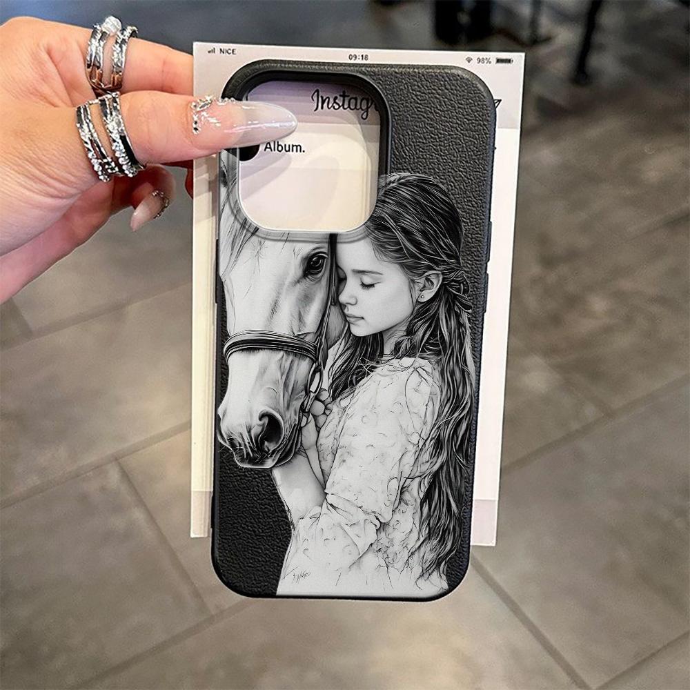 Horse-hugging Girl Phone Case For IPhone 17 17Air 16 15 14 Plus 13 Pro Max Case For IPhone 11 12 Cover Funda Bumber Coque