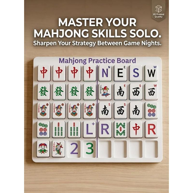 Mahjong Solo Practice Board, Compatible with American Mahjong Tiles with 24 Slots, 3D Printed Portable Mahjong Practice Board for Strategy Training