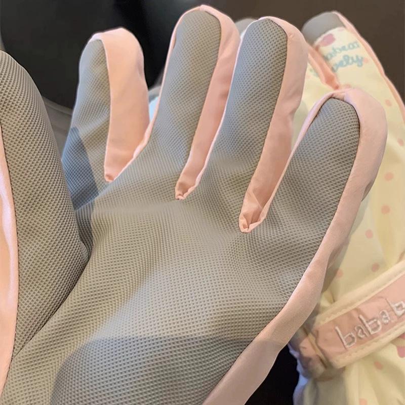 New ski gloves women's outdoor riding warm fleece thickened Northeast cold protection men's and women's same gloves