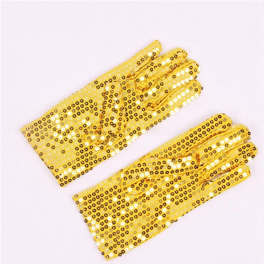 Варежки Танцевальные перчатки Косплей перчатки Женские перчатки Перчатки с пайетками Детские перчатки Блестящие варежки yellow-Kids