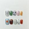Handmade Cat Eye Short Square Oval Press On Nails With Bowknot Pearl Diamond Flower Star Decor Detachable Full Cover