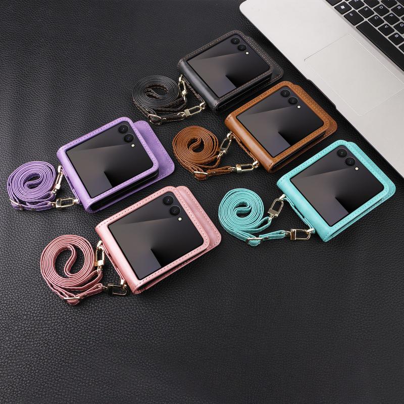 Leder Crossbody Tasche für Samsung Galaxy Z Flip 7/6/5/4 5G - Flip Phone Hülle für Damen
