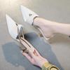 2025 New Summer Semi-drag High Heels Temperament Pointed Sandals Women's Stiletto Mid-heeled Slippers Women's Fashion Women's Shoes