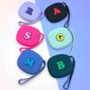 Tragbare Silikon-Aufbewahrungstasche mit Buchstaben und Lanyard, quadratische Mini-Geldbörse, wasserdicht, multifunktionale Münzbörse, Aufbewahrung für Kopfhörer
