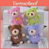 Adorable Cute Bear Plush Keychain For Backpacks Soft Stuffed Doll In Pink Green Purple And Brown