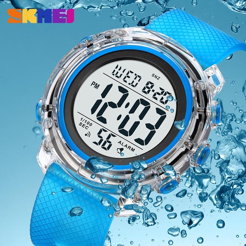 Stylish and colorful couple watch, transparent case, multi-functional waterproof electronic watch, male and female student watch luminous