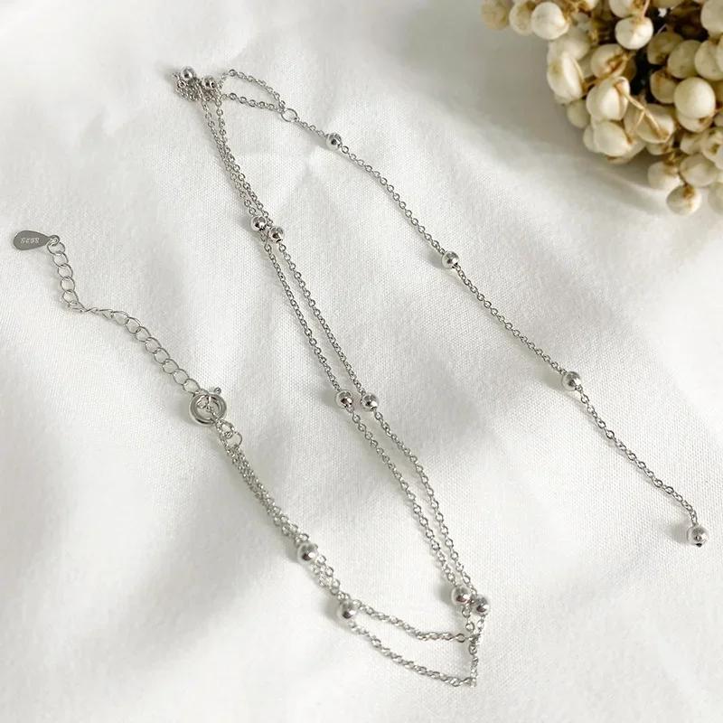 

Летняя мода Минималистичное ожерелье с круглыми бусинами и длинной кисточкой для женщин Сексуальный крутой стиль Цепочка для ключиц Легкая роскошь Нишевые подарки серебряный