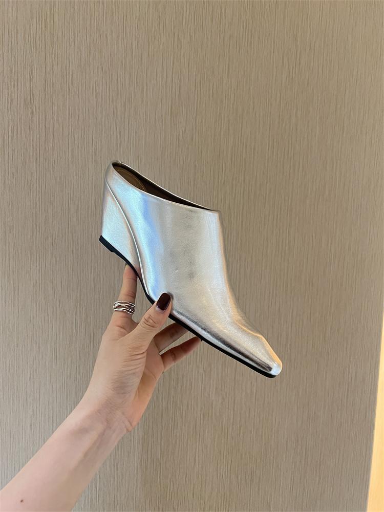Fashion Slope Heel High Heel Sandals Fashion Outwear Chunky Heel Lazy Mules Closed Toe Slipper Loafers Slingback Slip On Mules For Women