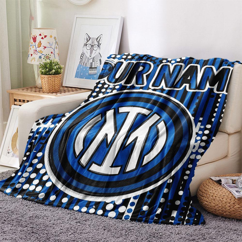 Custom Name,FC Internazionale Milano Printed Flannel Blanket, soft throw for bedroom sofa, washable, Christmas present, great gift.