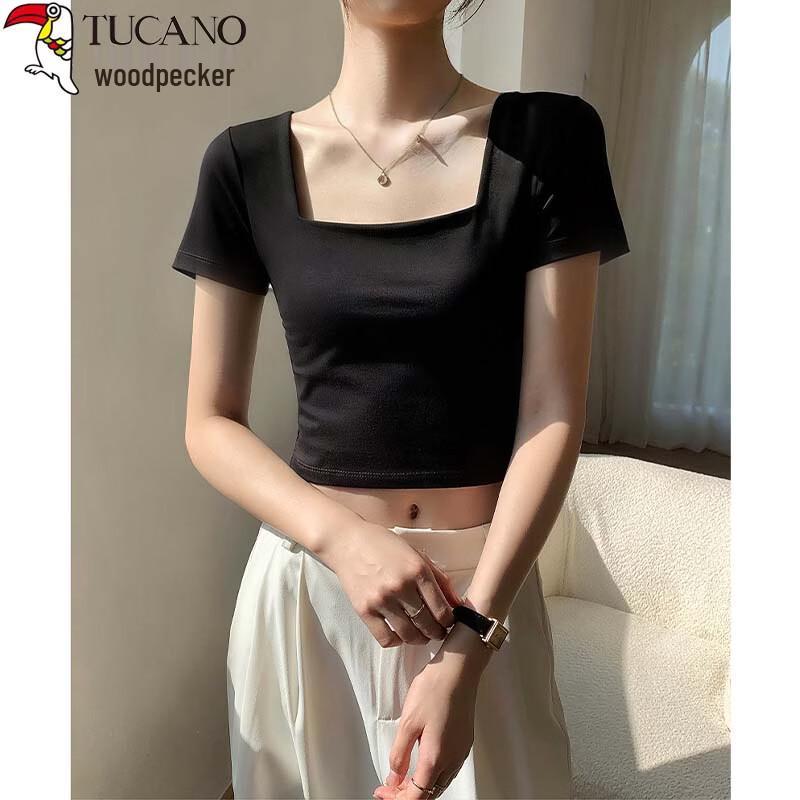 Woodpecker Women's Square Neck Crop T-Shirt