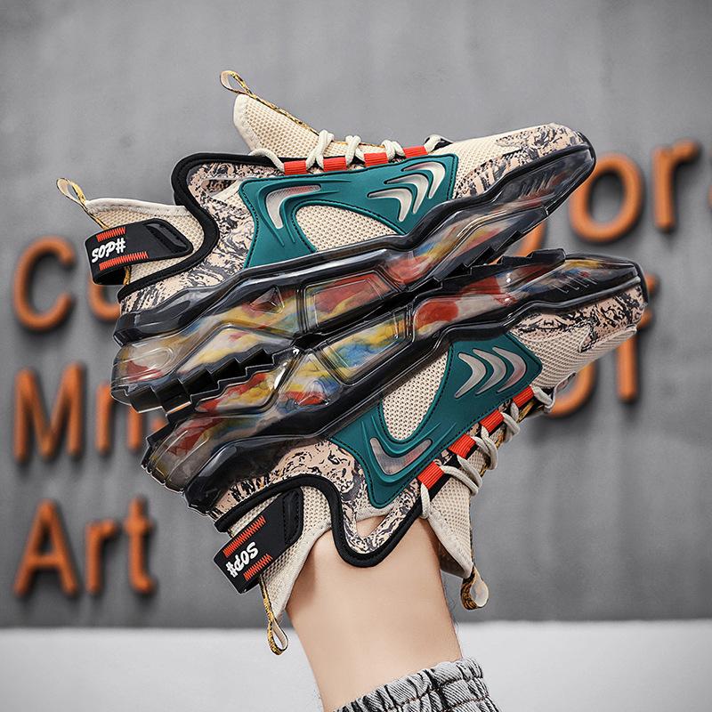 

2024 New Style Men s Shoes Popcorn Bottom Sneakers Trendy Men s Shoes Flying Woven Trendy Men s Shoes Design and Fashion 44 синий