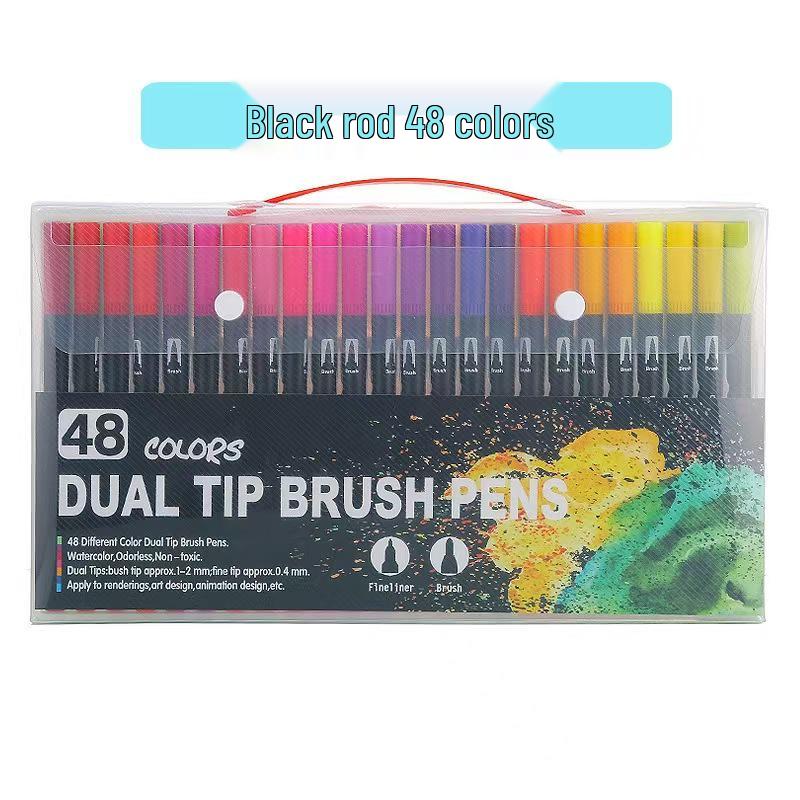 Washable Water-based Double-headed Watercolor Pens for Children - Soft-tip Markers and Brush Set