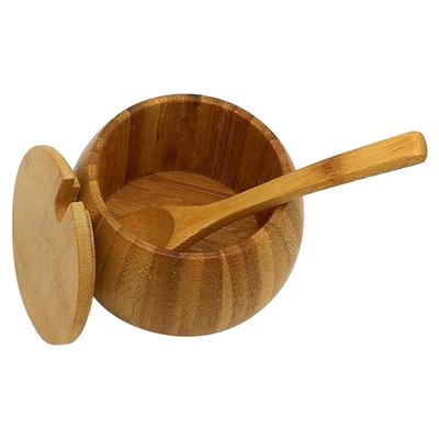 Wooden Seasoning Pot Spice Jar Spoon Set with Lid Kitchen Storage Container