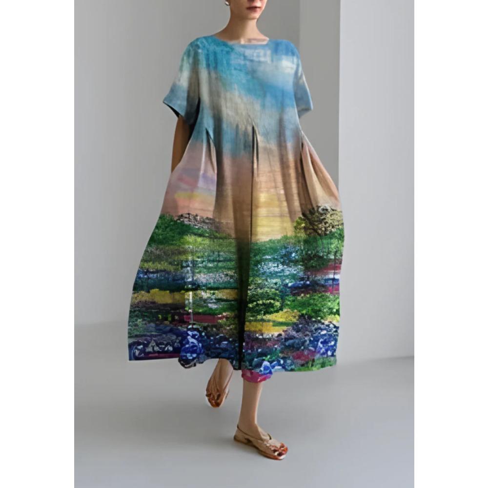 Dámské dlouhé šaty Jarní Podzimní Letní sukně Módní Ležérní Dámské Šaty s velkým lemem Velká velikost S-5XL Dlouhé šaty