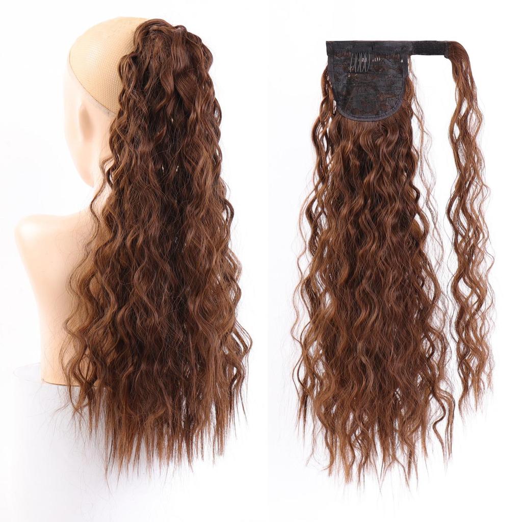 Coada de cal cu velcro, lung și ondulat, sintetică, cu clemă în coadă de păr, păr fals, coadă de cal, cu agrafe, extensie de păr