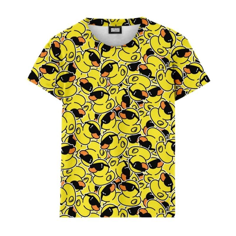 3D Cute Yellow Duck Print T Shirt Rubber Graphic Tee Shirts Kid Funny Streetwear Tops Unisex Short Sleeves T-shirts
