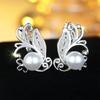 White Round Simulated Pearl Cute Flower Hoop Earrings For Women Vintage Silver Color Ear Buckle Wedding Jewelry Engagement Gift