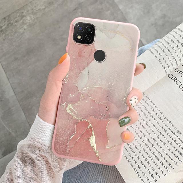 Marmurowy wzór etui na telefon do Redmi 9C 9 C NFC 10A 10 A pokrowiec ochronny różowy silikonowy miękki Funda do Xiaomi Redmi 9C Coque