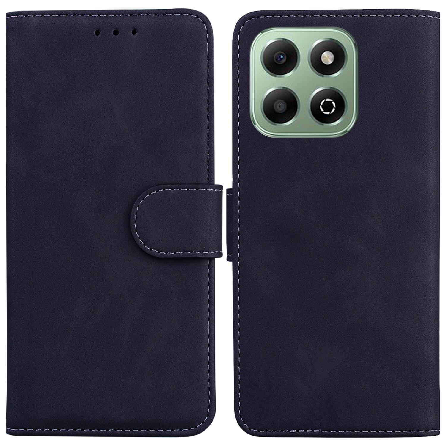 

Чехол для Honor X6b 4G Однотонный кожаный кошелек Чехол для телефона с подставкой Black