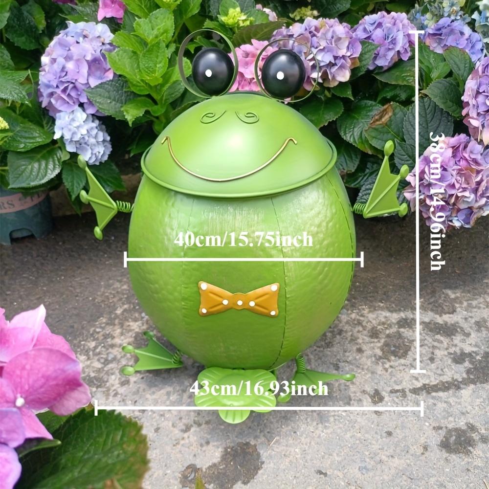 1 Rustproof Iron Frog Trash Can , Outdoor Garden Lawn Decorative Bin, Rain-Resistant Photo Prop for Courtyard and Airbnb Decoration