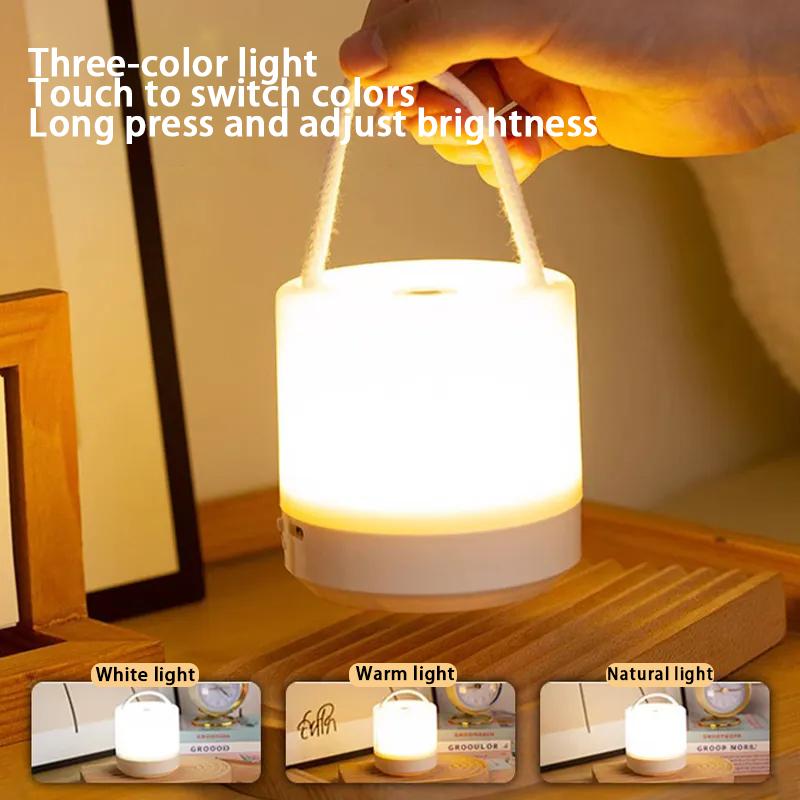 USB Rechargeable Portable Table Lamp 3 Color Modes Remote Control Touch Dimming Night Light Indoor Decor Camping Desk Lighting