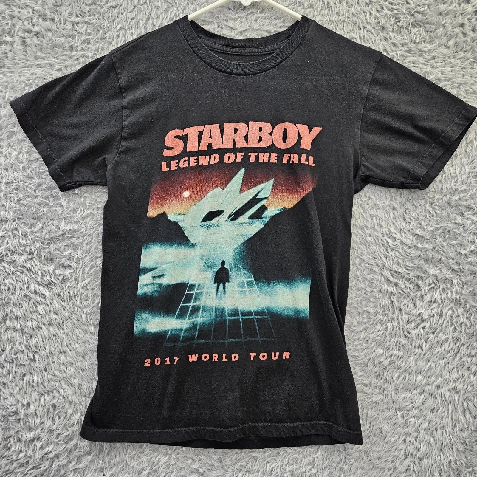 Рубашка выходного дня Starboy 2017 Мировой тур Мужская Маленькая Черный Хлопок M