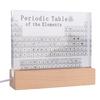 Periodic Table of Elements Clear Acrylic Plate with Wooden Base Colorful Light Chemistry Elements Decor for Students