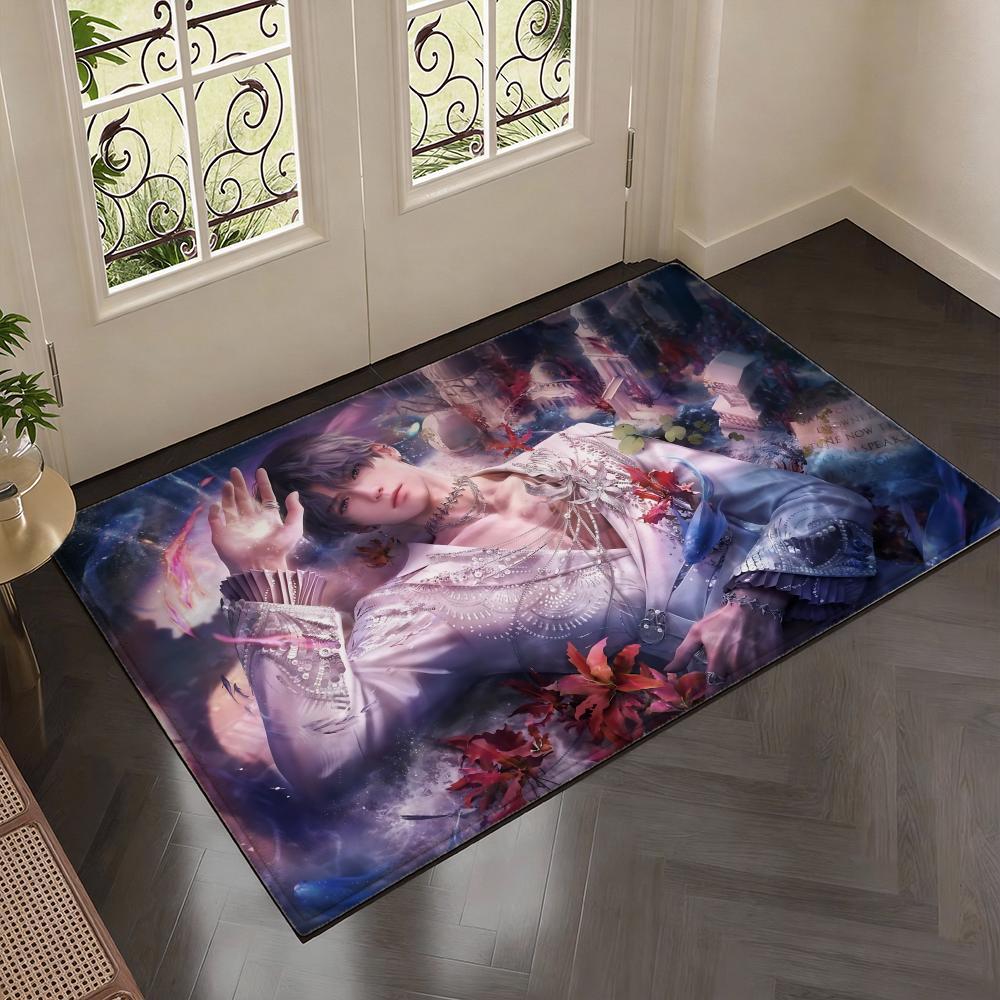 Fantasy Game L-Love and Deepspace Floor Mat Soft Thickened Flannel Door Mat Non-Slip Living Room Rug Home Decor