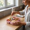 Κουτί Bento με 4 Θήκες, 1 Συσκευασία Κουτί Μεσημεριανού από Άχυρο με Καπάκι, Φορητό Δοχείο Φαγητού για Προετοιμασία Γευμάτων, Ταξίδι, Σχολείο, Εργασία