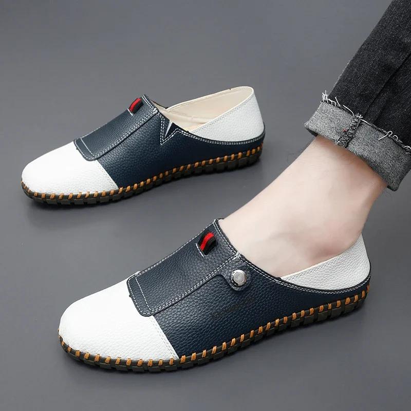Men Summer Casual Business Loafers Breathable Comfortable SlipOn Leather Suitable for Business Occasions and Office Use