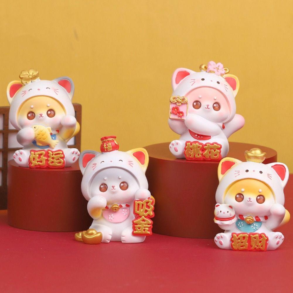 

Cute Fortune Cat Figurine Mascot Mini Cat Sculpture Car Accessories Style 4