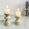 Beiger Travertin Naturstein Handgefertigt Langlebiger Kerzenhalter für Zuhause Hochzeit Osterparty Weihnachtsdekoration Marmor Kerzenglas