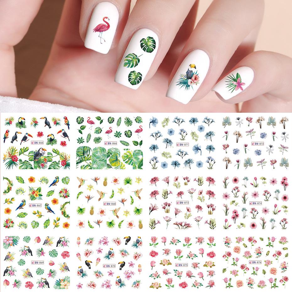 

Весенне-летние цветочные наклейки для ногтей 2021 - Акварельная хризантема и цветок сливы