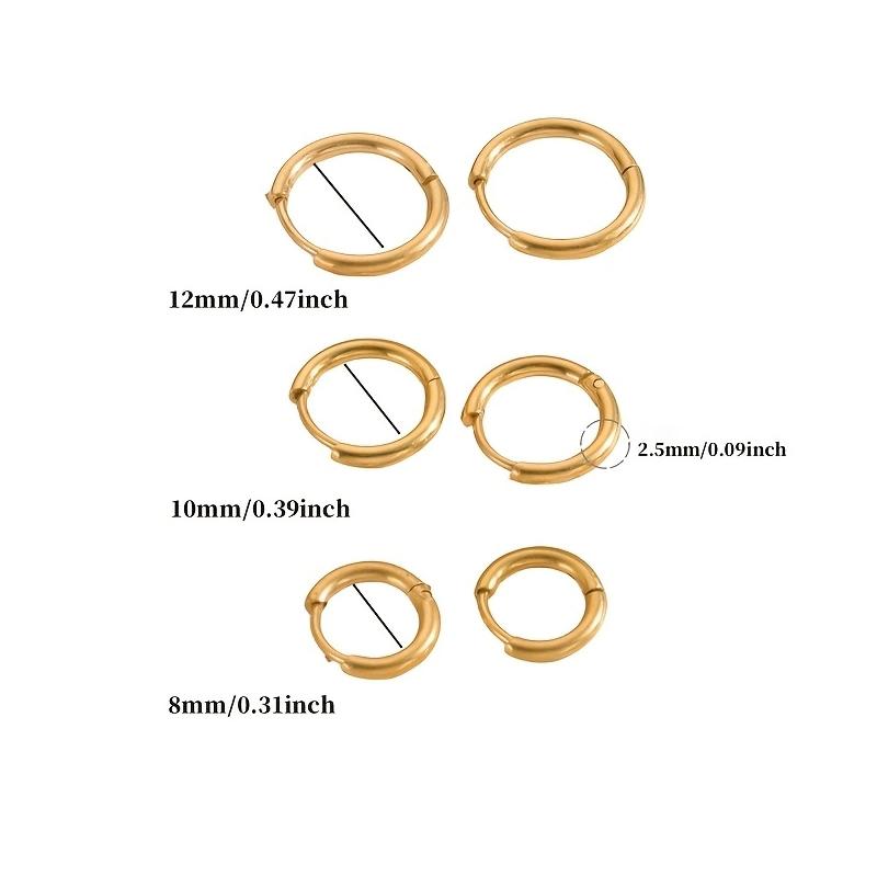 6 Paires Boucles d'Oreilles Huggie Vintage en Acier Inoxydable 316 Pour Femmes Hommes Piercing Cartilage Hélix Bijoux