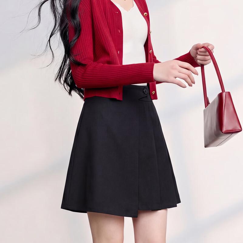 TERRE BLEUE Women s High-Waist A-line Pleated Short Skirt L