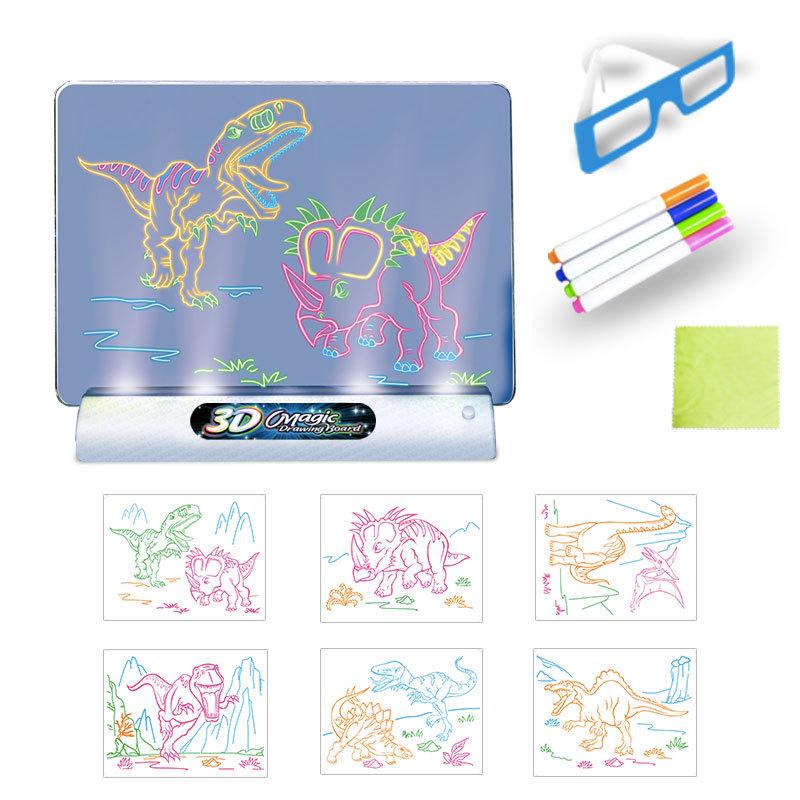 3D LED Fluorescent Children's Drawing Board – Multifunctional Early Education Luminous Toy