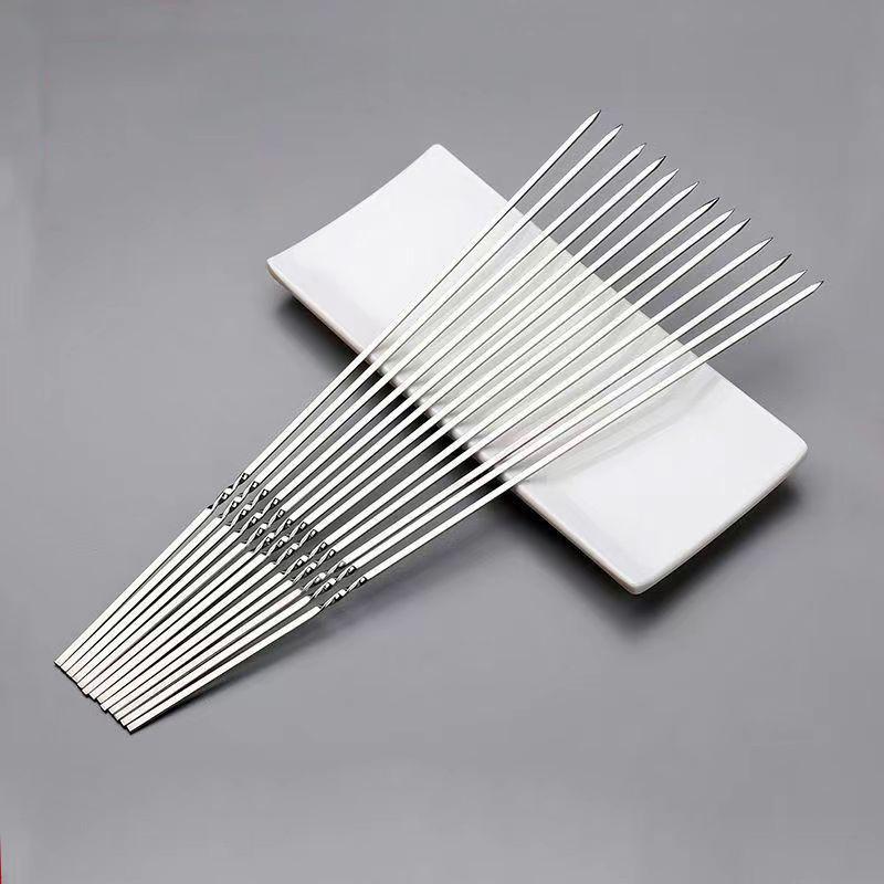 Stainless Steel Barbecue Skewers Set - Flat Skewers for Lamb Kebab & Outdoor Grilling