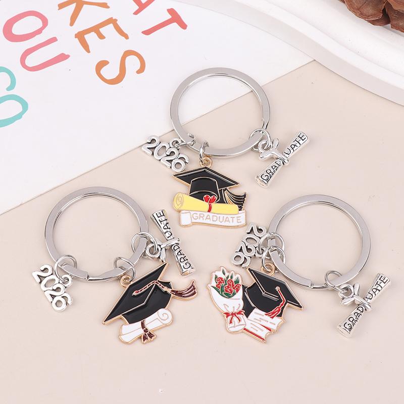 2026 Graduation Gown Cap KeyChain Ring Student Women Jewelry Personalized Accessories Fashion Pendant Gifts Forever