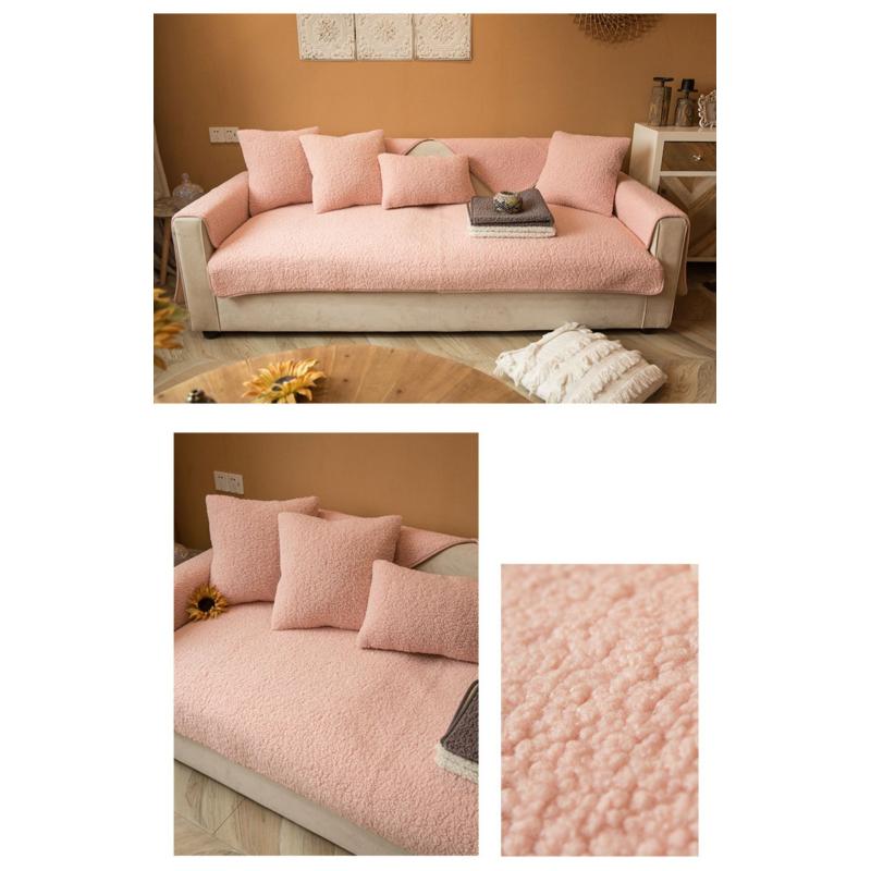 Winter Lamb's Wool Sofa Cushion Non-slip Scandinavian Simple Cushion Four Seasons General Thickening Fabric Plush Sofa Cover