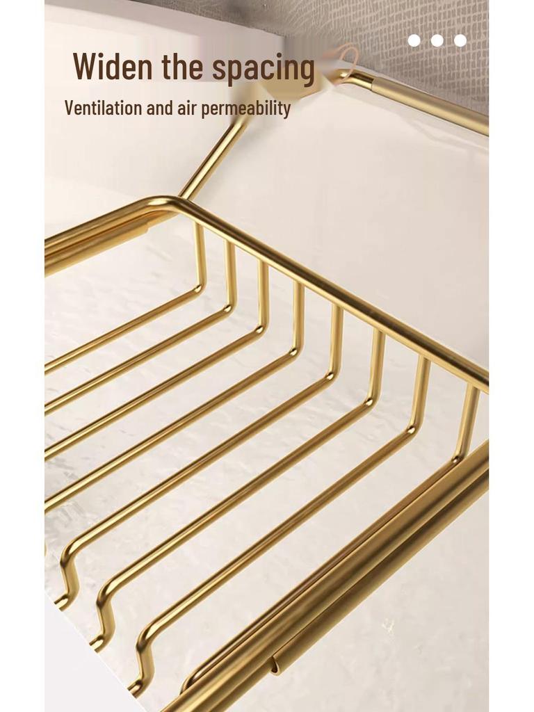 Stainless Steel Non-Slip Marble Bathtub Organizer Rack with Telescopic Shelf for Bathroom Use